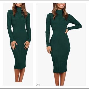 COPY - NWT Ribbed Long Sleeve Sweater Dress High Neck Slim Fit Knitted Midi Dre…